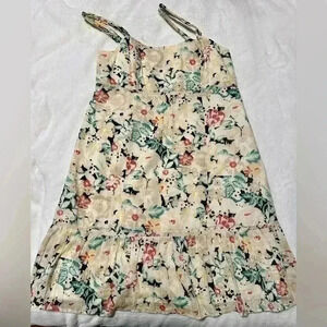 Halogen Women’s Romantic Floral Print Cotton Midi Dress Empire Waist Size L